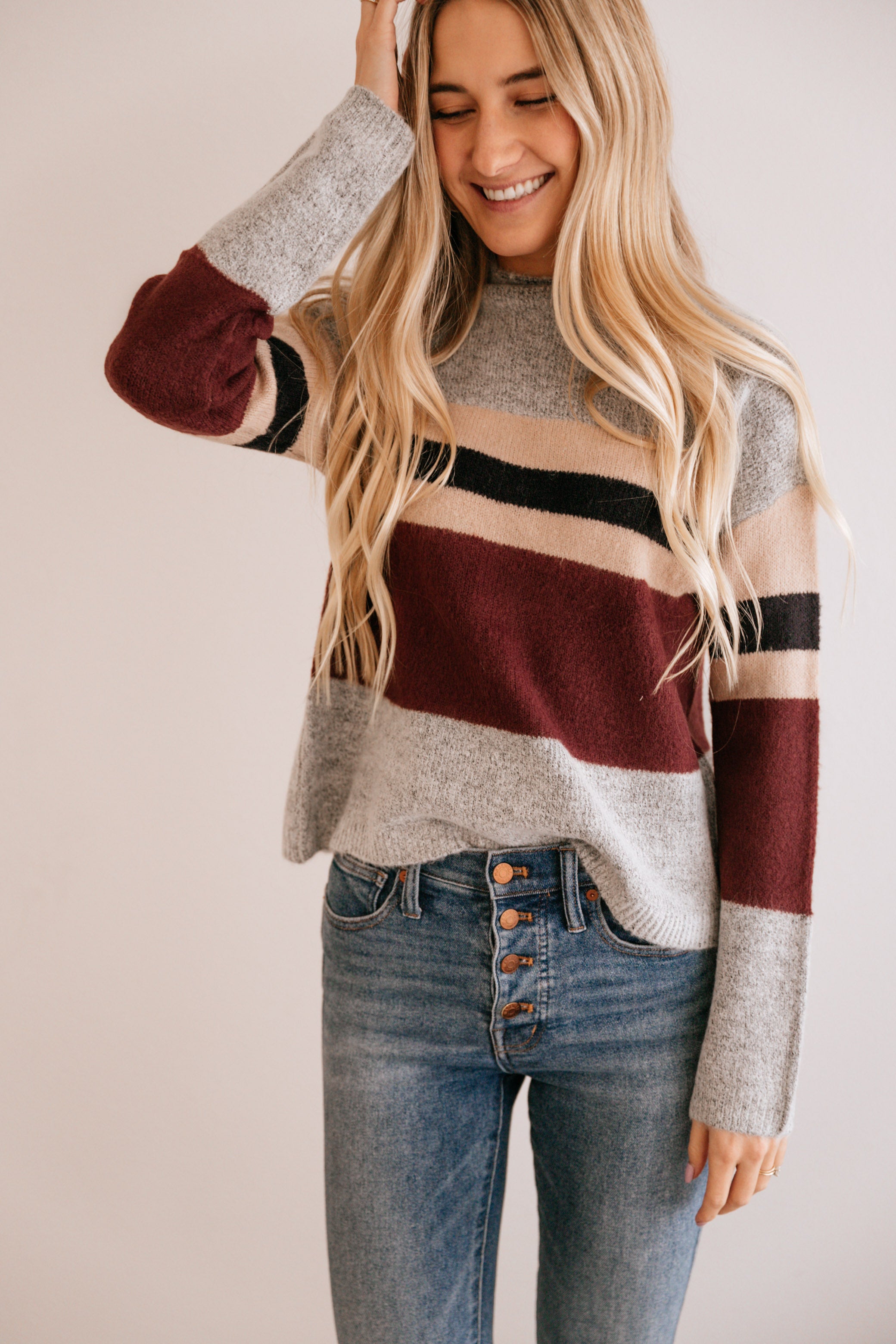 Bold Stripe Drop Sleeve Sweater