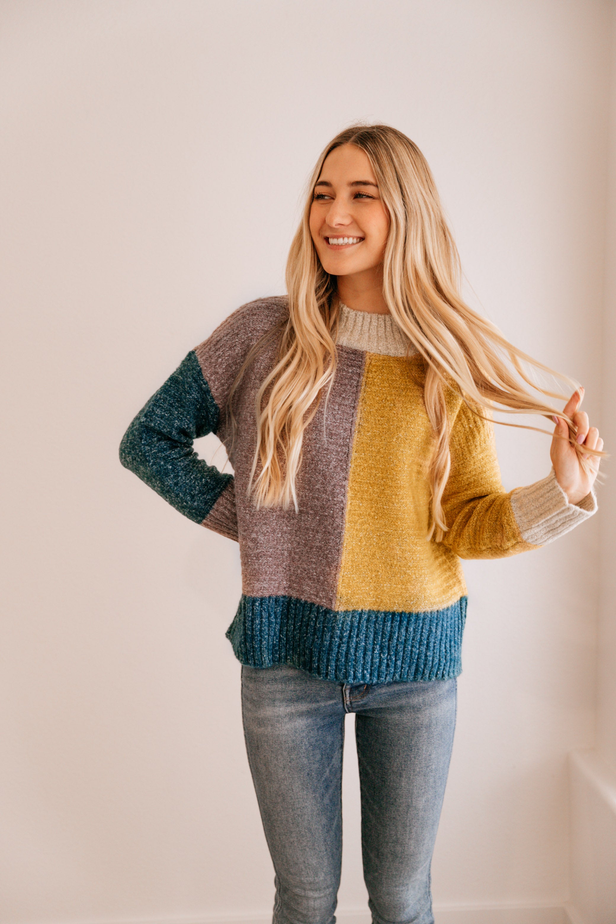 Color Block Drop-Shoulder Sweater