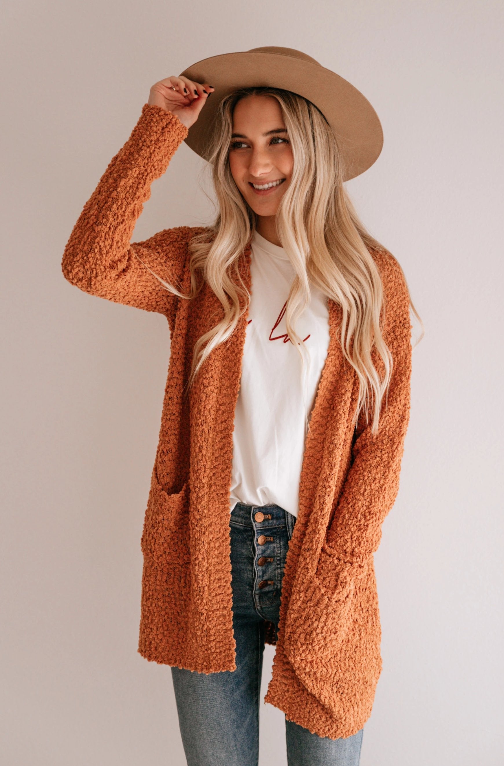 Textured Open Cardigan